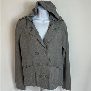 Volcom Women's Size Small Gray Double Breasted Button Cotton Hoodie Jacket